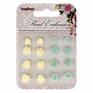 Ozdoby żywiczne ScrapBerry's Naklejki Floral Embroidery 2, 16szt